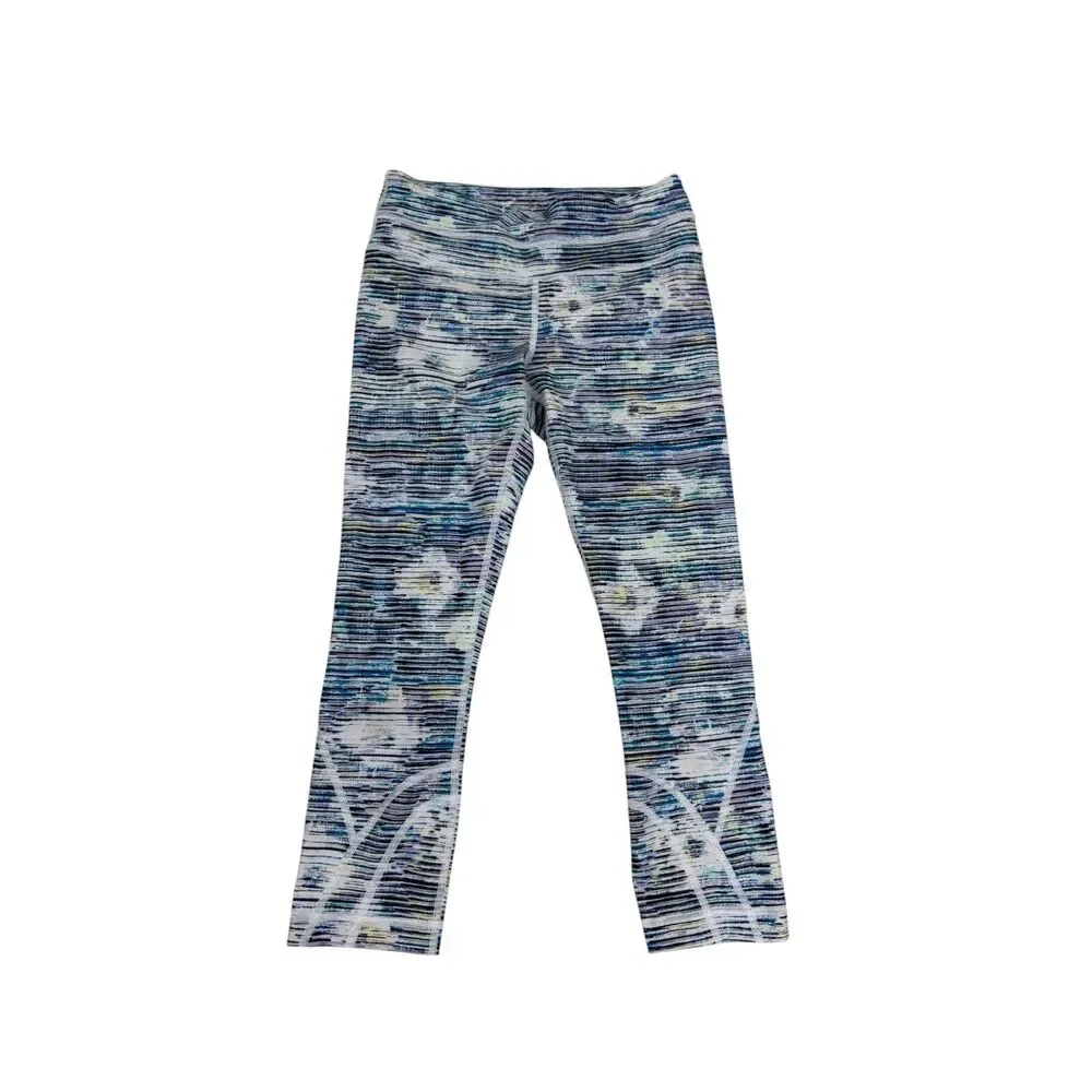 Lululemon Athletic Leggings Size 4 Blue Printed Pattern Moisture Wicking Yoga